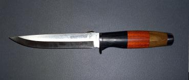 Fahrtenmesser mit Messerhülle aus Hirschleder und Rohleder