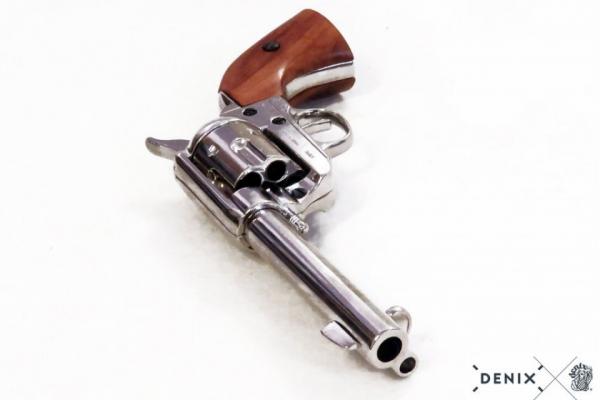 45er Colt Peacemaker vernickelt mit Holzgriff